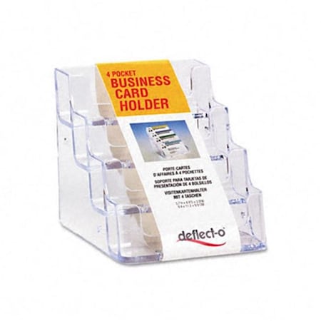 Deflecto Deflect-O 70841 Four-Pocket Countertop Business Card Holder Holds 2 x 3-1/2 Cards Clear 70841